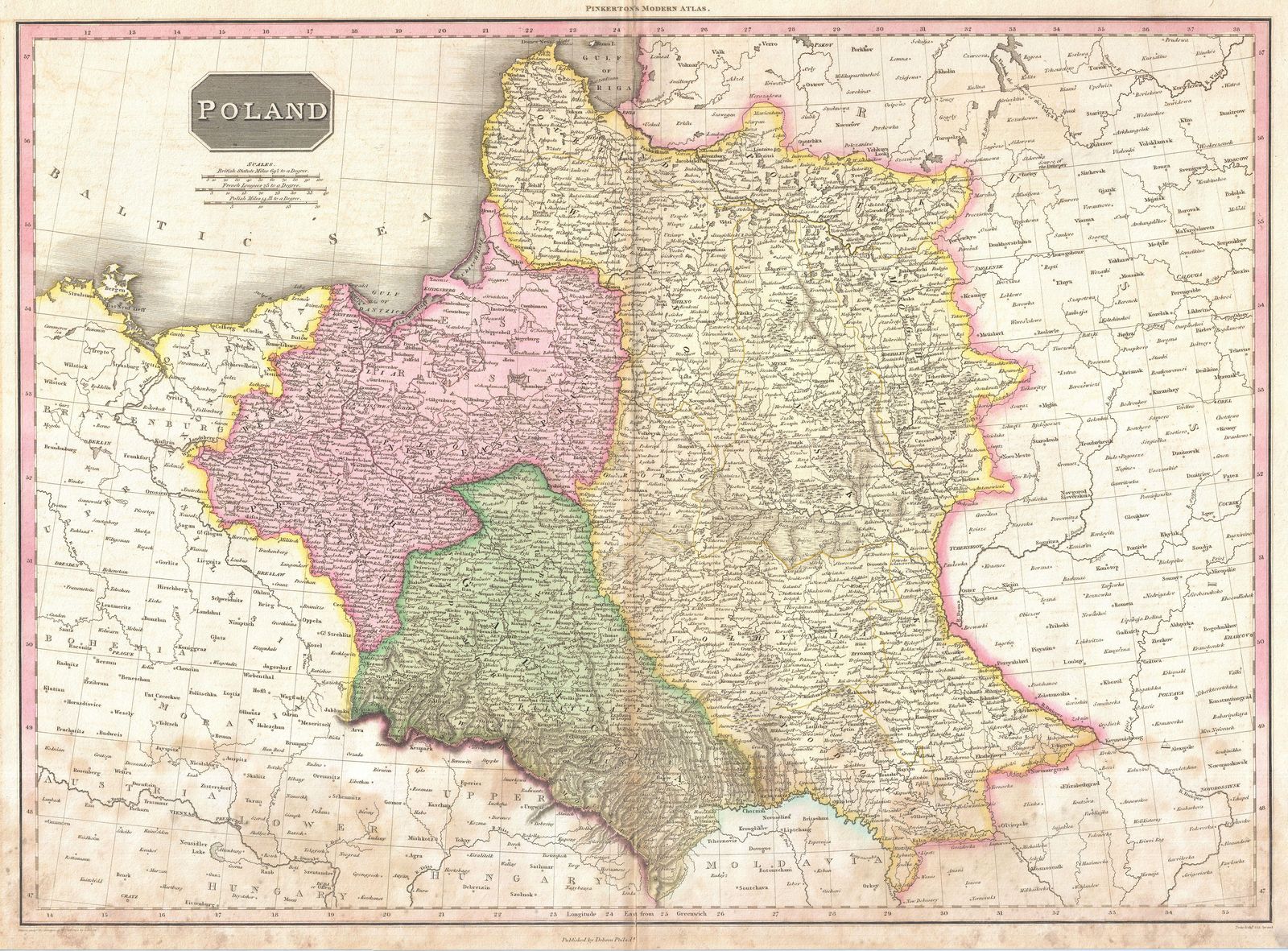 An 1818 map of Poland and neighboring lands — the kitchens whose feast pot is still a cauldron.