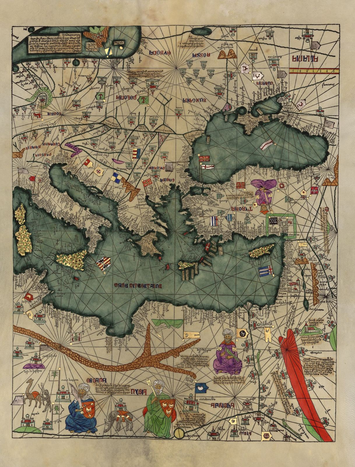 The Catalan Atlas of the Maghreb — the country that still rakes couscous in a wooden platter.