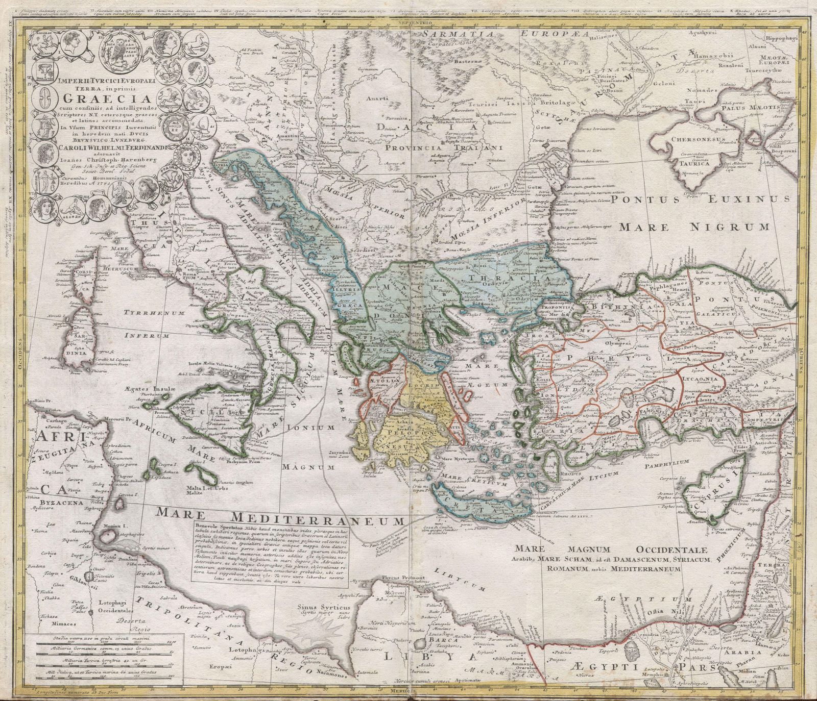 A 1741 map of Greece — the houses whose bean pot is still a tsoukali.