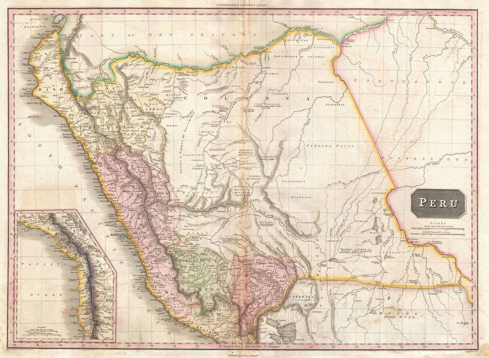 An 1818 map of Peru — the Andes whose sauces still start on a batán.