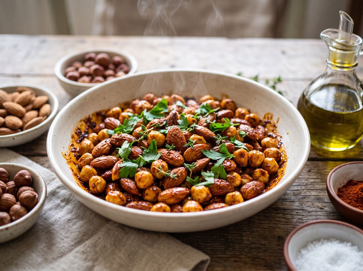 Spiced Roasted Almonds & Hazelnuts