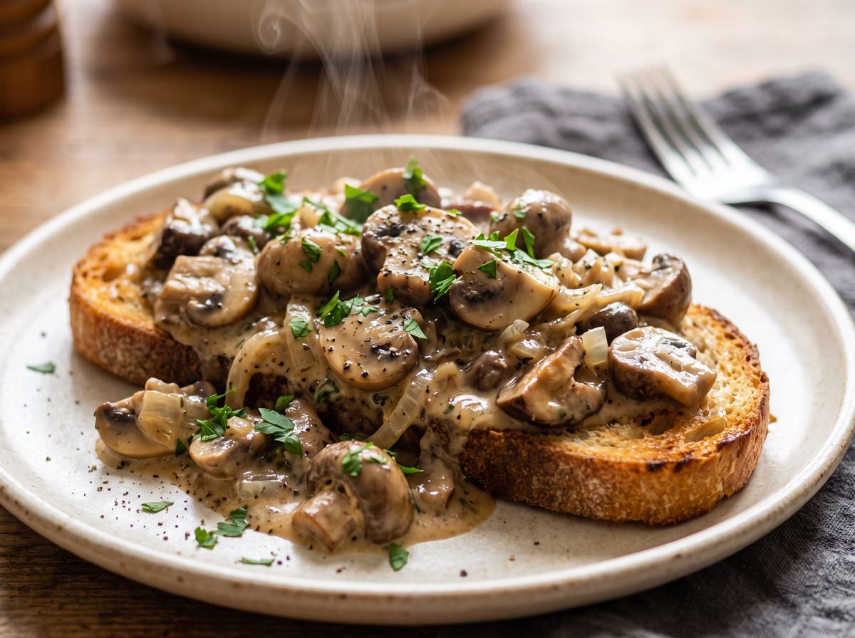 Champignonragout auf Toast
