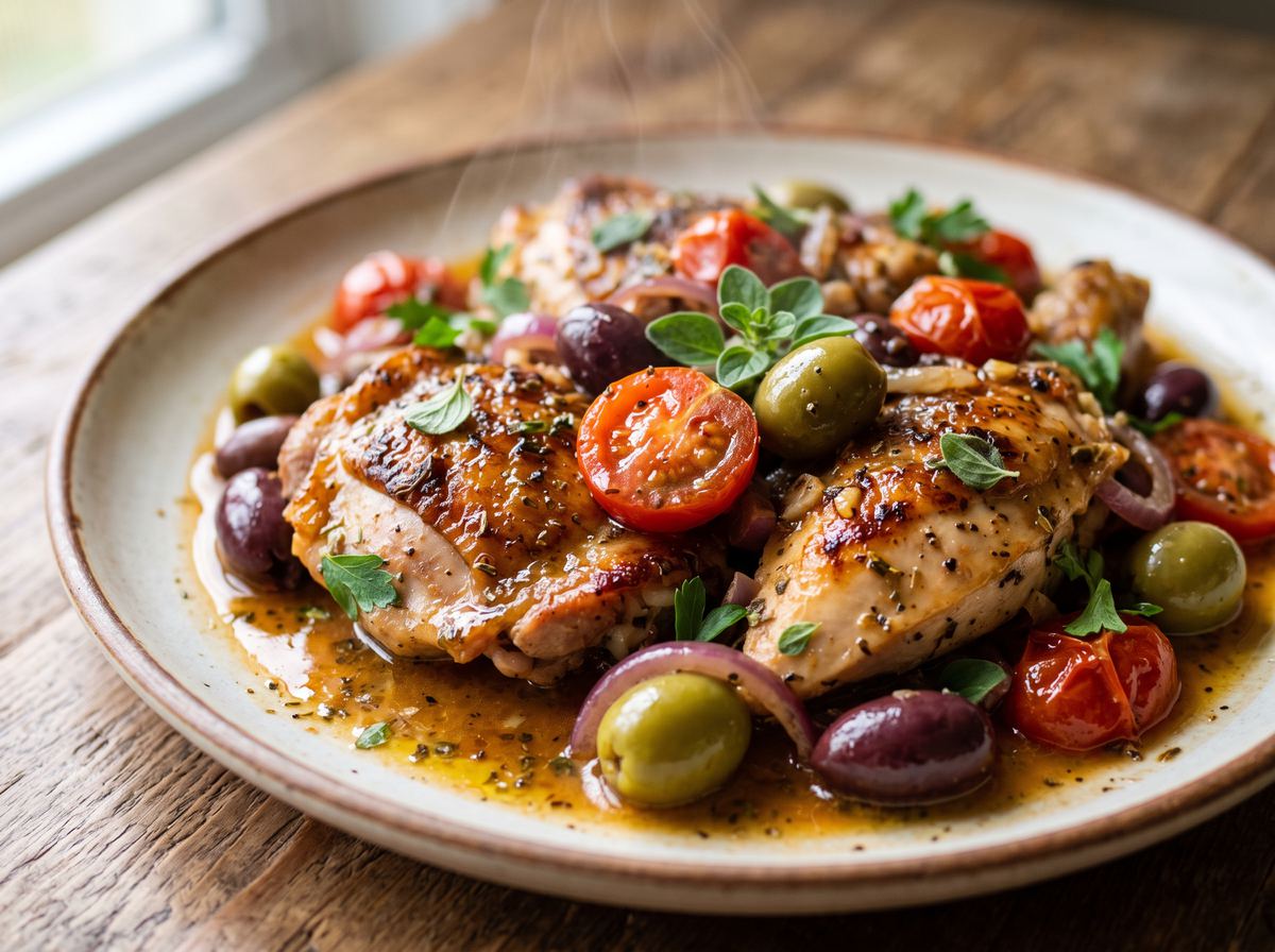 Chicken with Olives, Tomatoes & Oregano