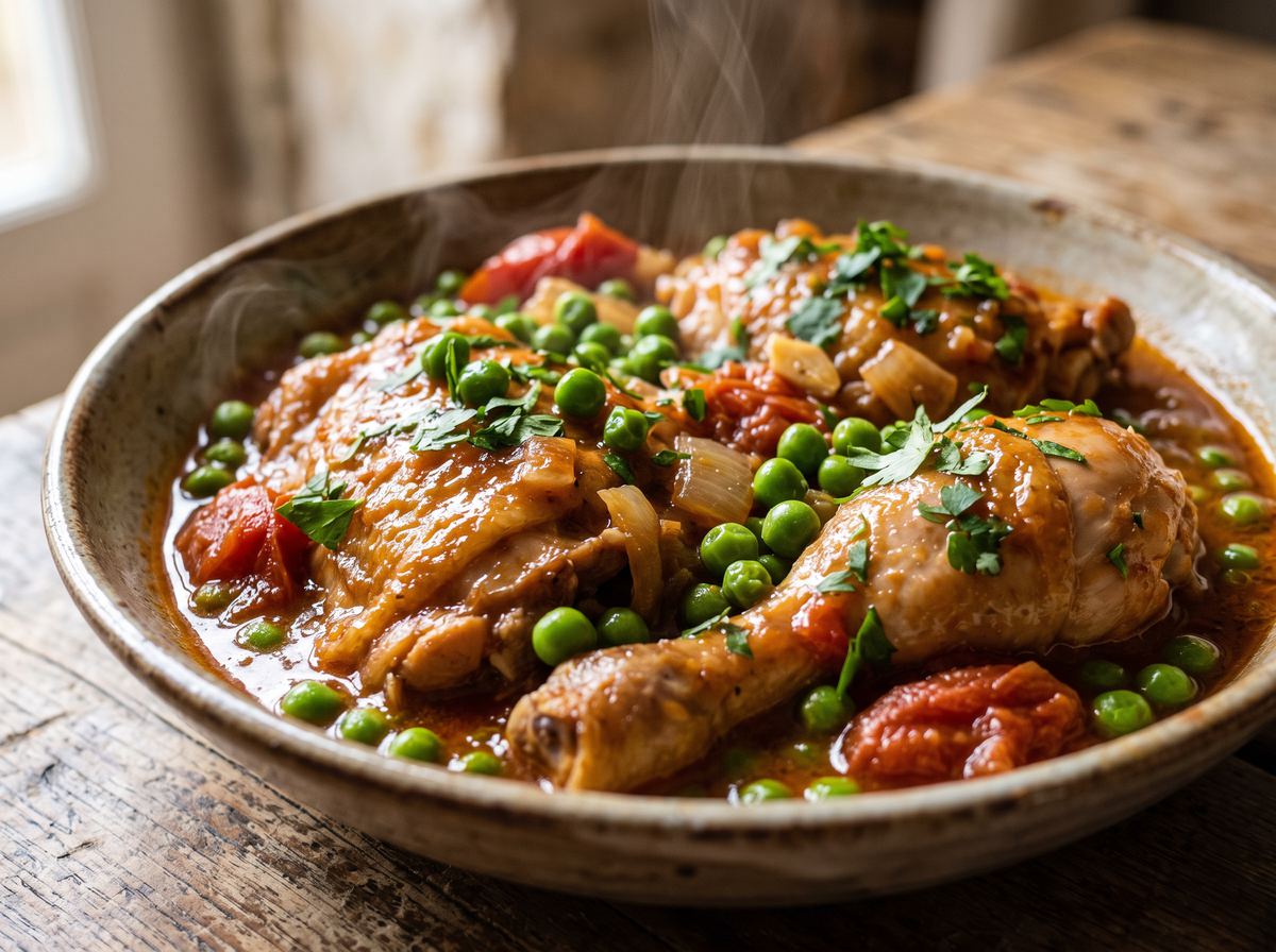 Frango Guisado com Ervilhas