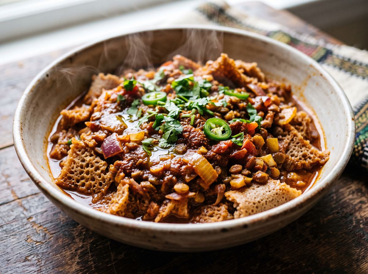 Injera Firfir with Berbere