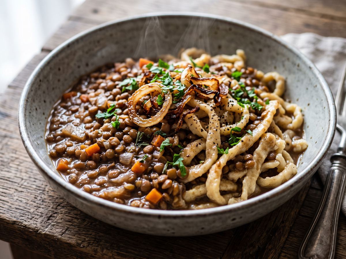Linsen mit Spätzle