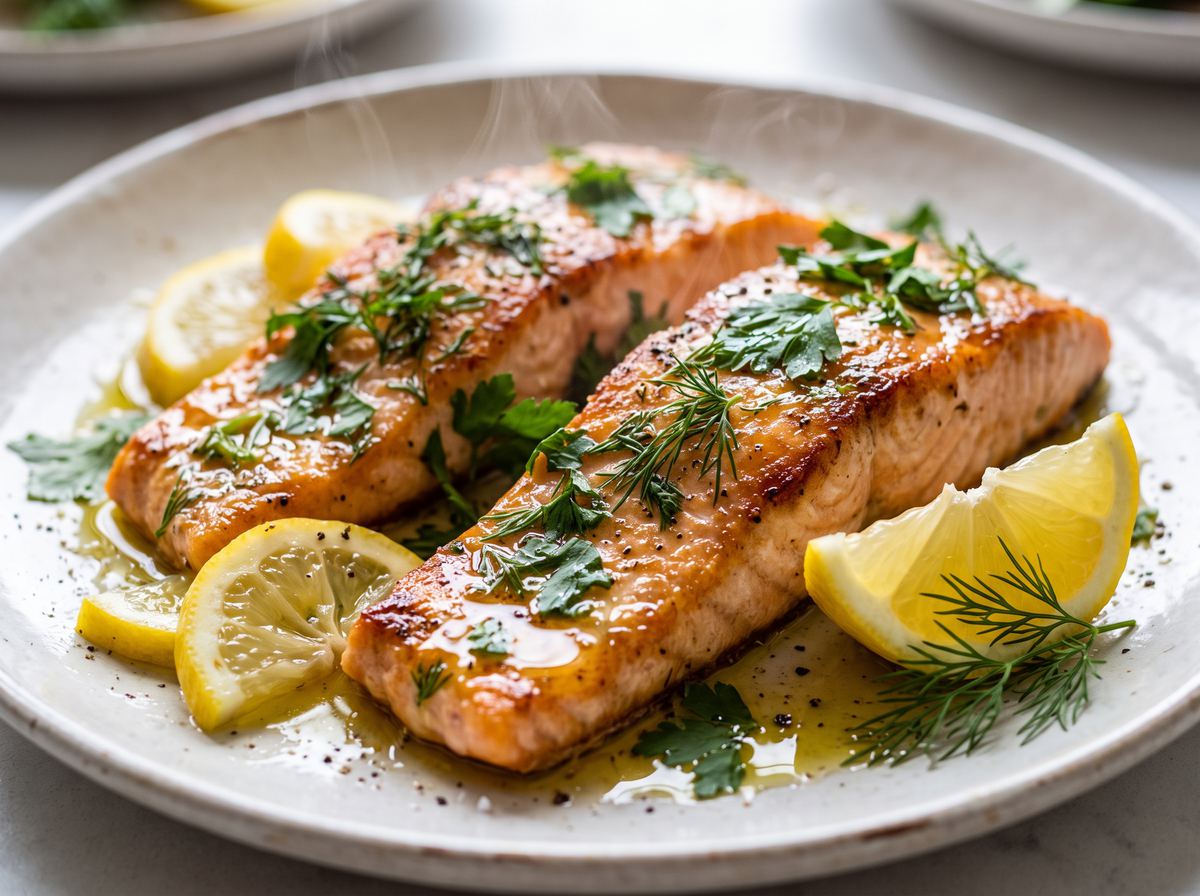 Simple Salmon with Olive Oil, Lemon & Herbs