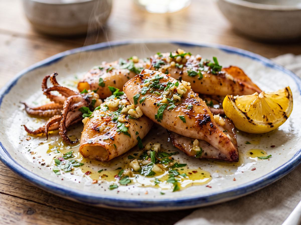 Squid with Garlic, Parsley & Lemon