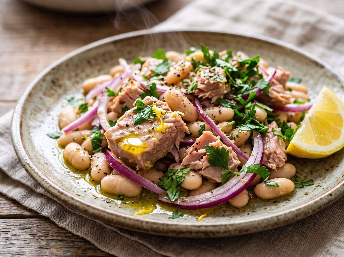 Tuna with White Beans & Red Onion