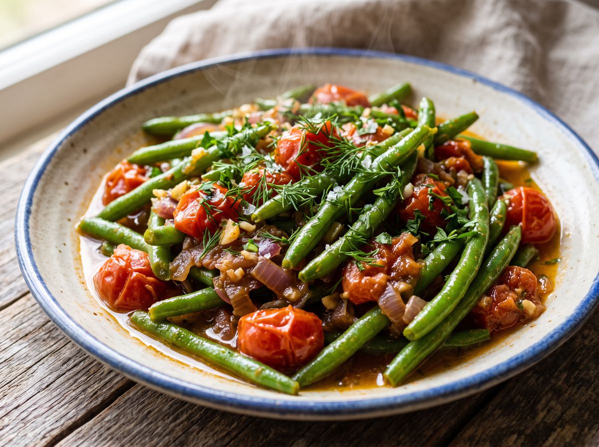 Green Beans with Tomato & Olive Oil