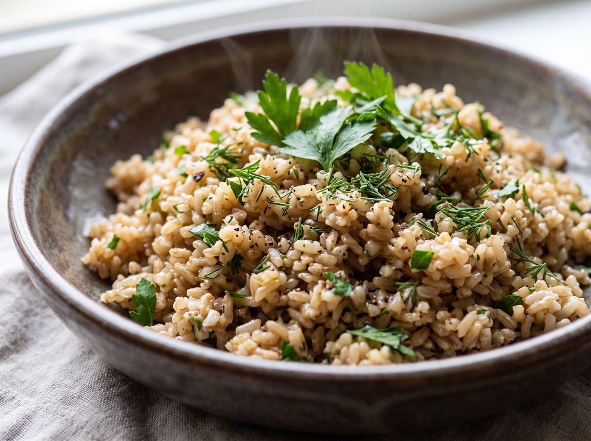 Simple Brown Rice with Herbs & Lemon