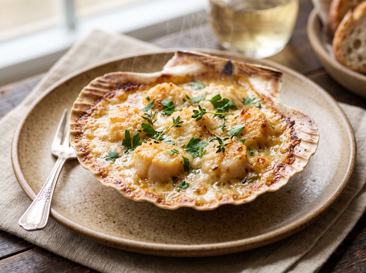 Coquilles Saint-Jacques Gratinées