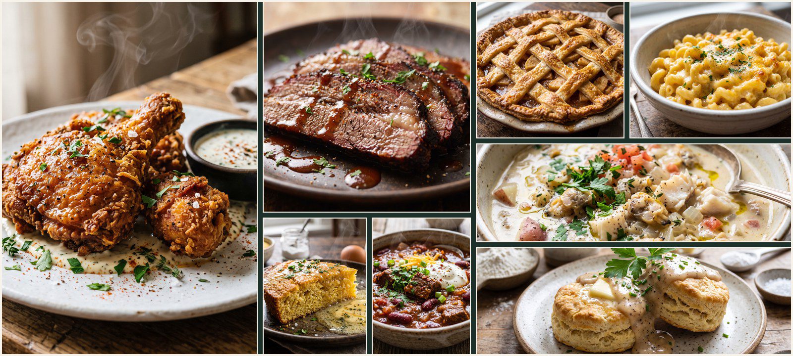 A collage of dishes from Authentic American Cuisine