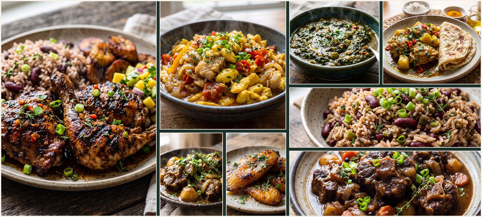 A collage of dishes from Authentic Caribbean Cuisine