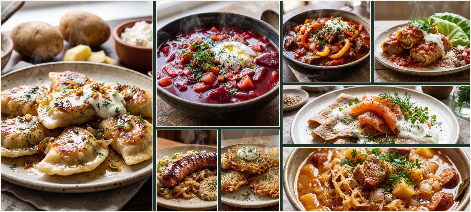 A collage of dishes from Authentic Eastern European Cuisine