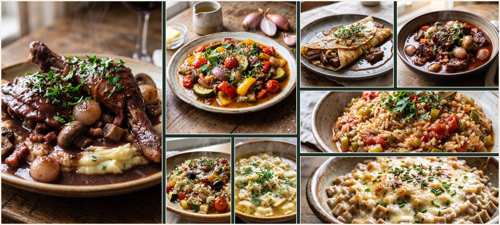 A collage of dishes from Authentic French Cuisine
