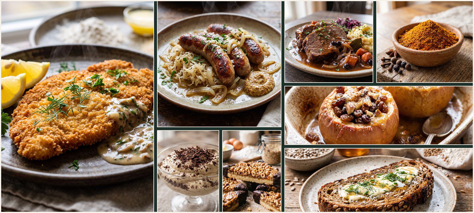 A collage of dishes from Authentic German Cuisine
