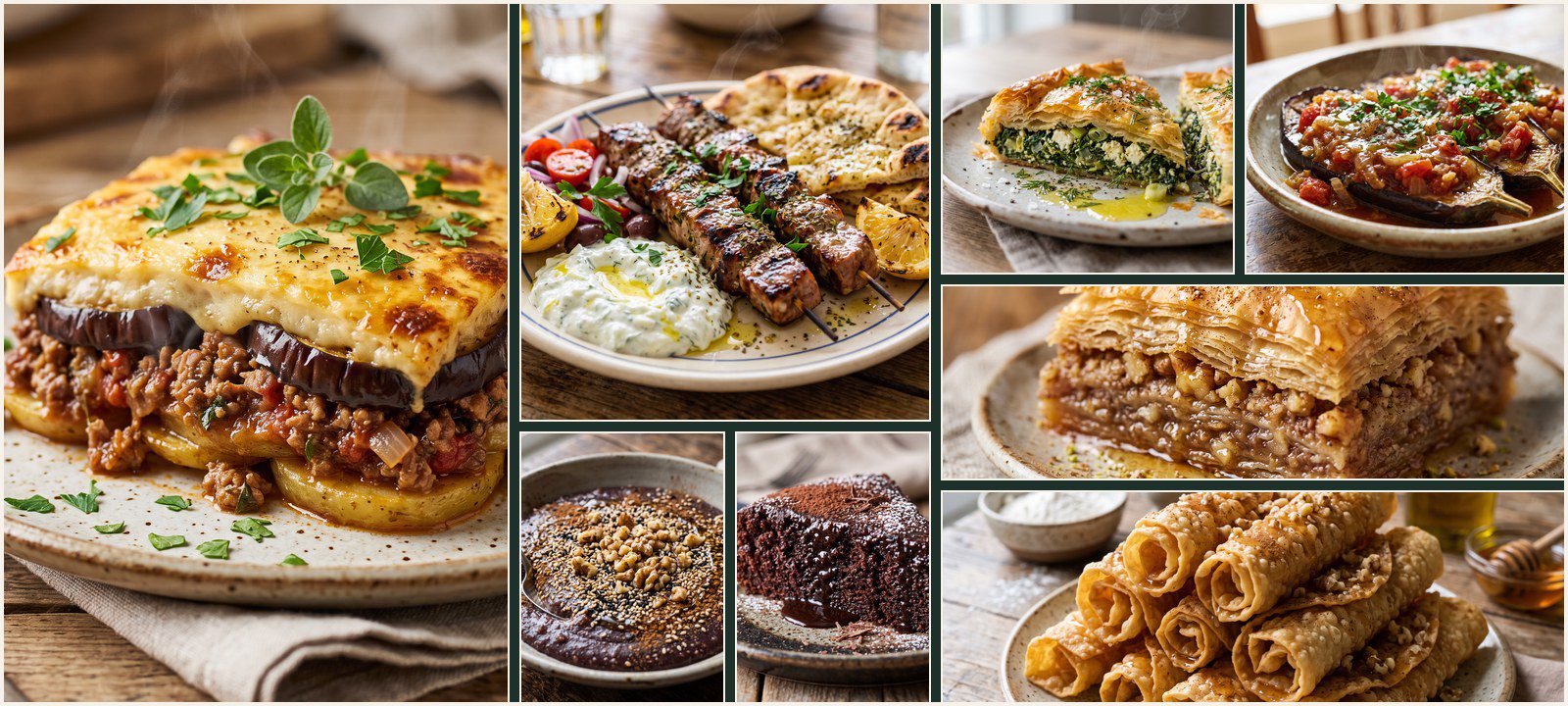 A collage of dishes from Authentic Greek Cuisine