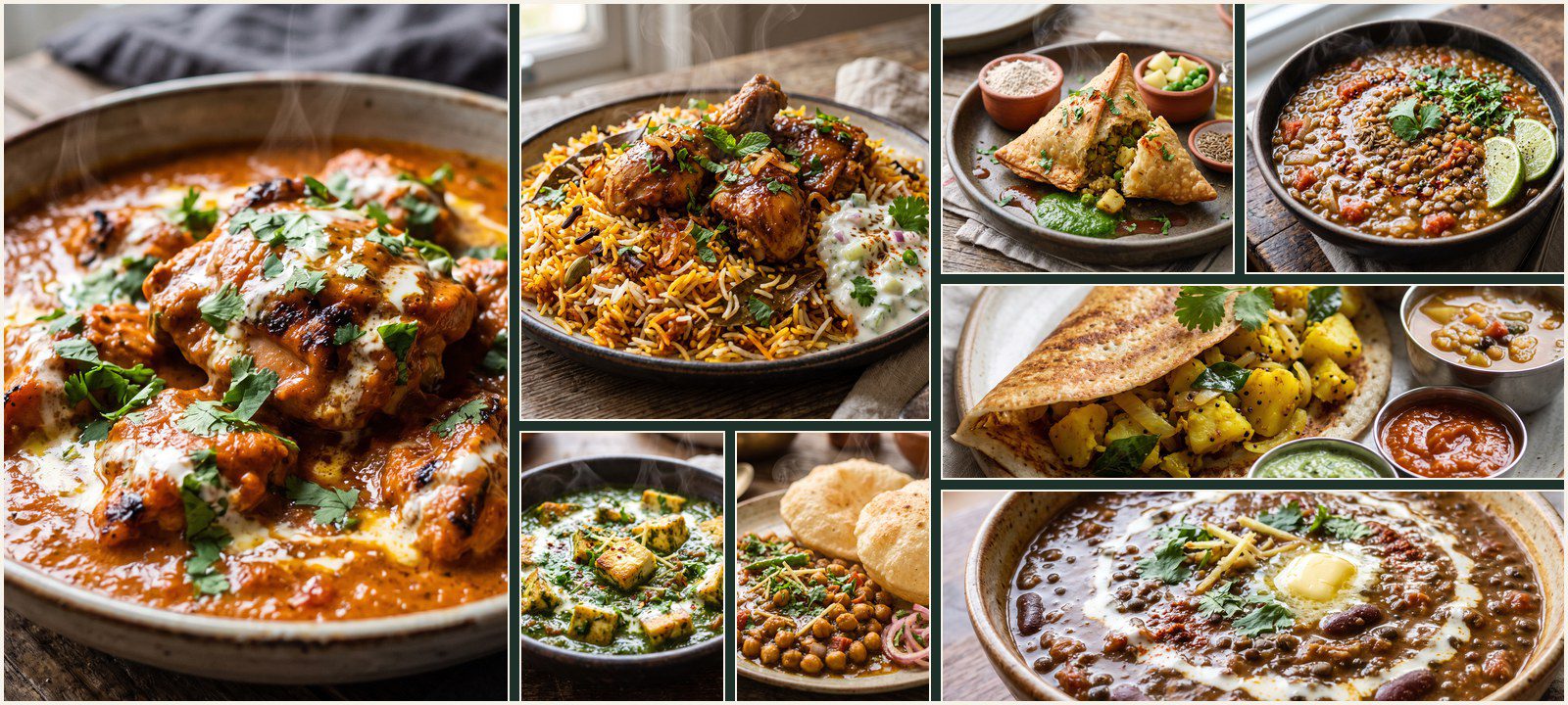 A collage of dishes from Authentic Indian Cuisine