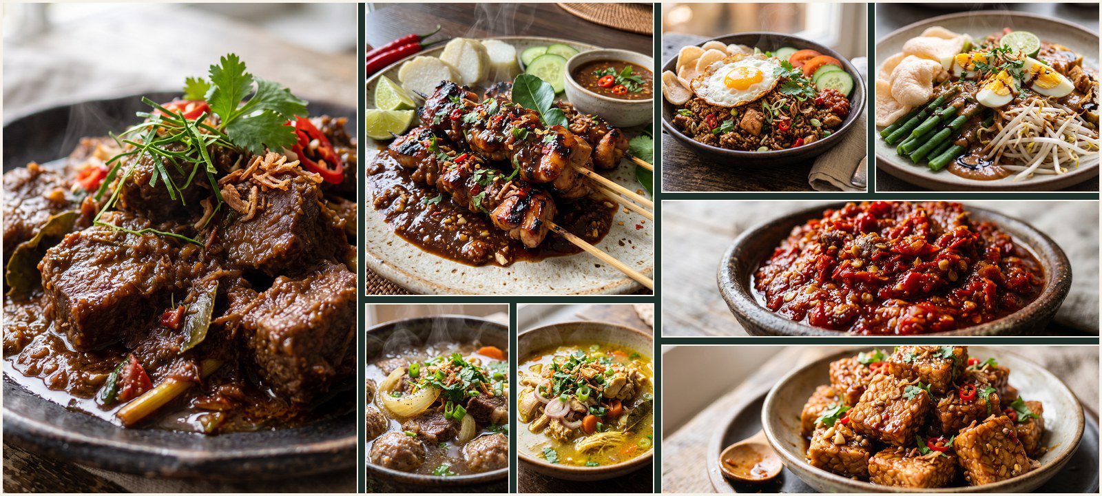 A collage of dishes from Authentic Indonesian Cuisine