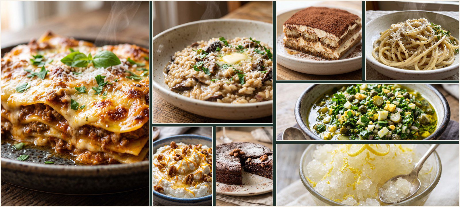 A collage of dishes from Authentic Italian Cuisine