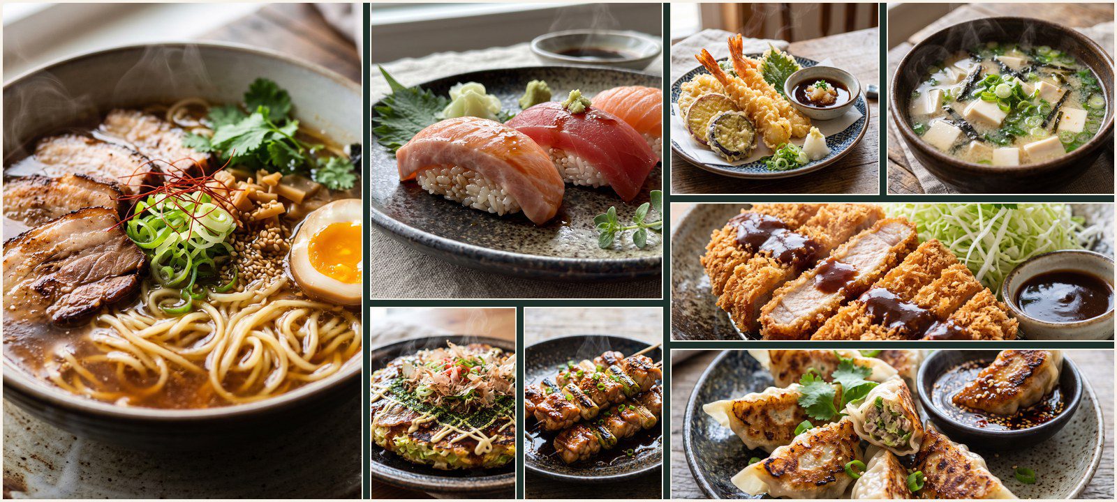 A collage of dishes from Authentic Japanese Cuisine