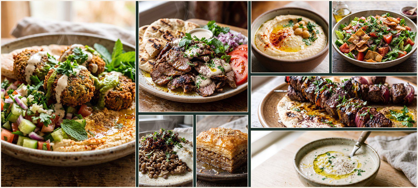 A collage of dishes from Authentic Middle Eastern Cuisine