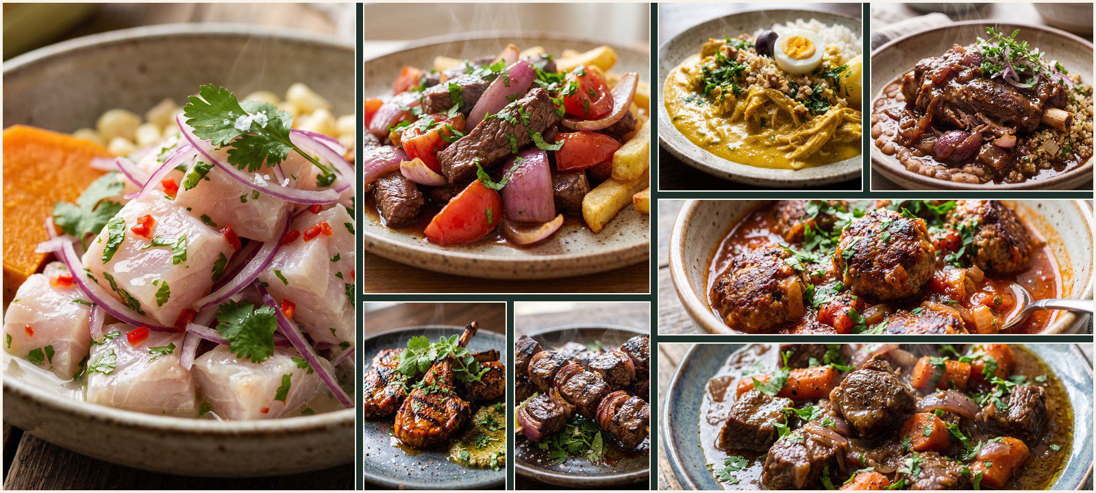 A collage of dishes from Authentic Peruvian Cuisine