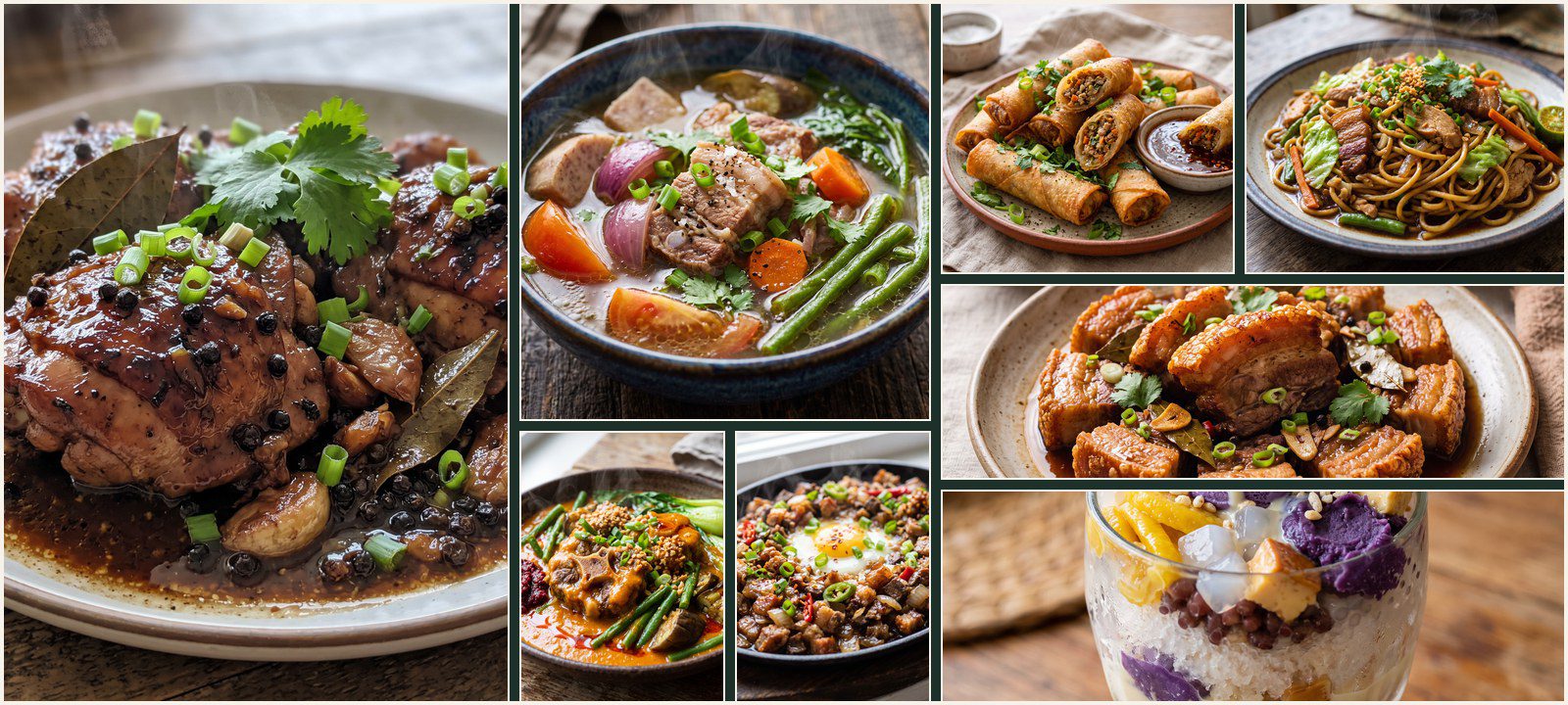 A collage of dishes from Authentic Filipino Cuisine