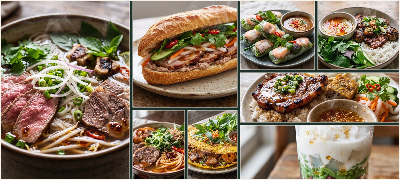 A collage of dishes from Authentic Vietnamese Cuisine
