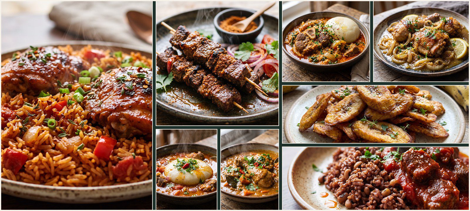 A collage of dishes from Authentic West African Cuisine
