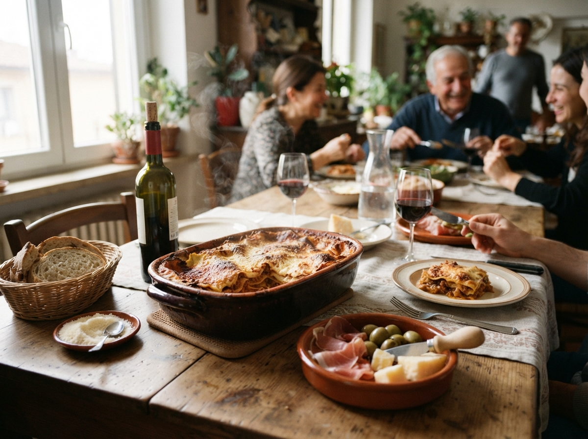 Lasagne alla Bolognese as the only pasta on a Sunday table.