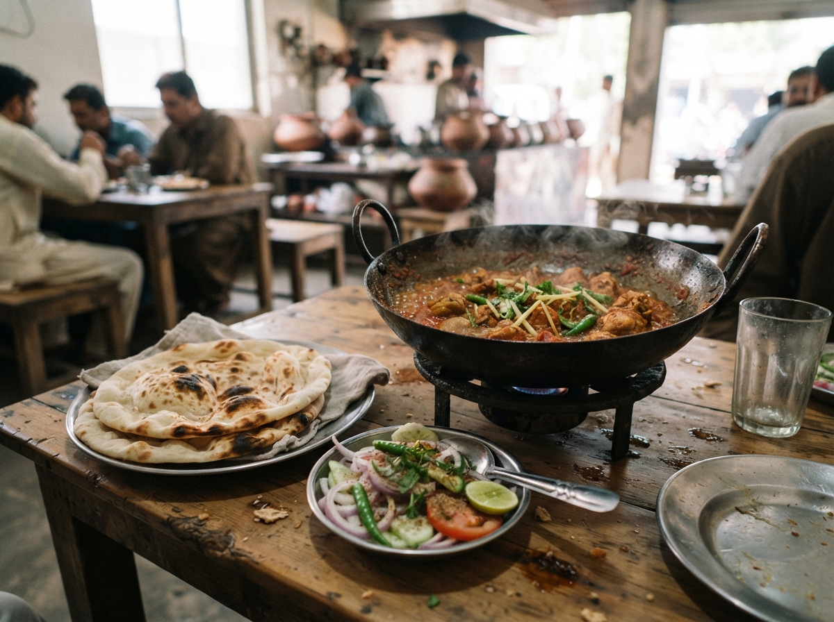 Chicken karahi with naan.