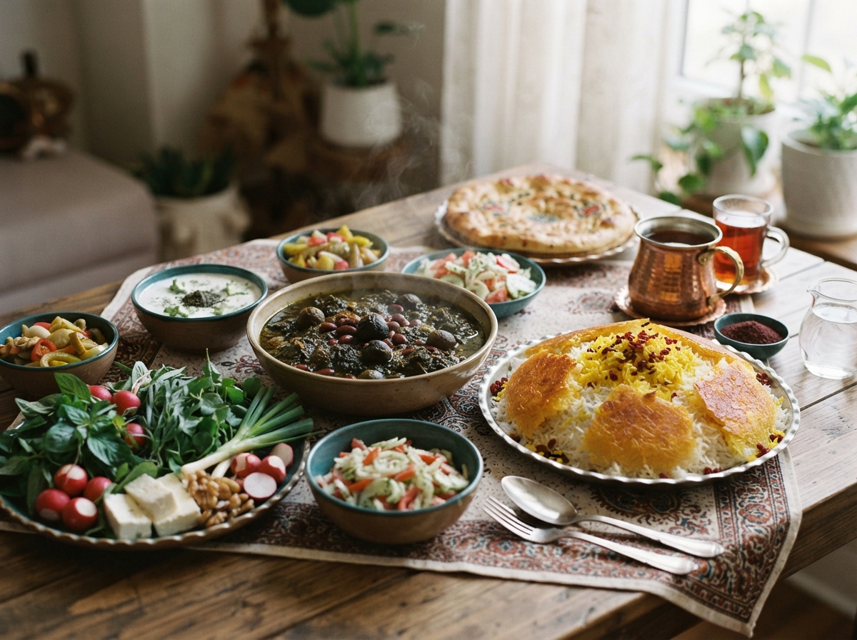 Ghormeh sabzi with tahdig.