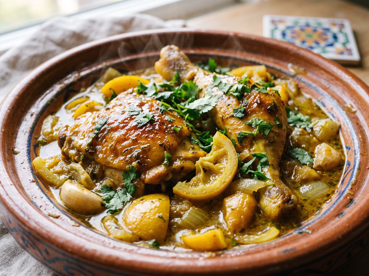 Chicken with Preserved Lemon and Olives (Poulet aux Citrons Confits)