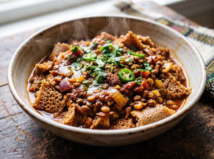 Injera Firfir with Berbere
