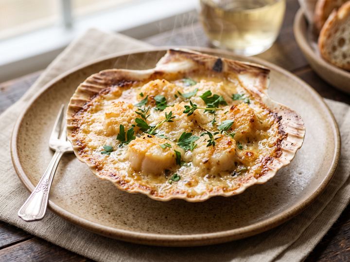 Coquilles Saint-Jacques Gratinées