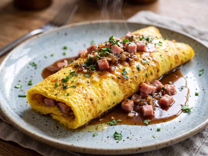 Omelette Roulée au Jambon