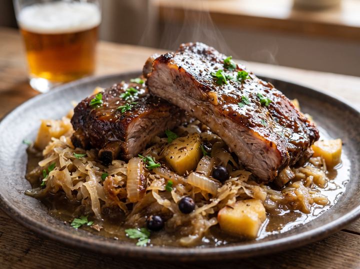 Dicke Rippe mit Sauerkraut