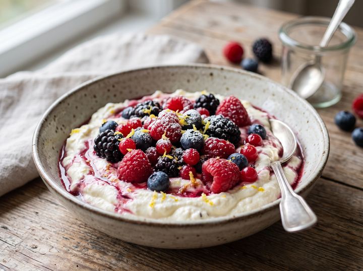 Quarkspeise mit Früchten