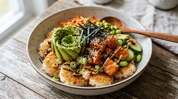 Crispy Rice Salmon Bowl