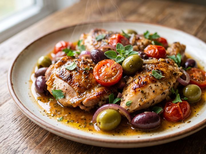Chicken with Olives, Tomatoes & Oregano