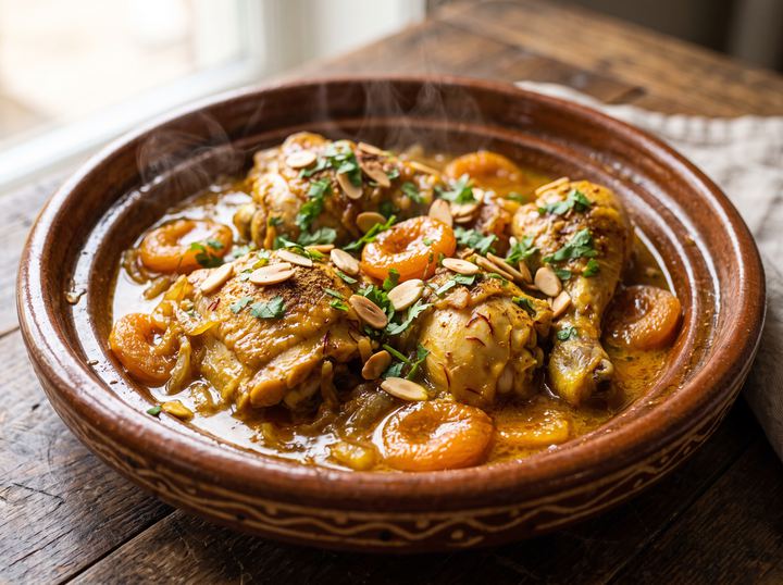 Chicken Tagine with Apricots (Tajine de Poulet aux Abricots)