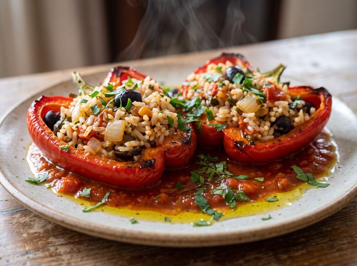 Pimentos Recheados de Arroz e Ervas