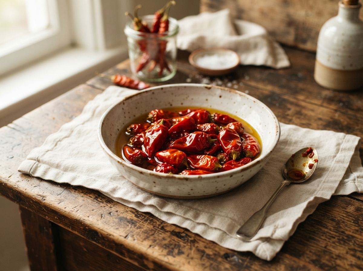 Calabrian chile as it appears in a working ComidaTime pantry.