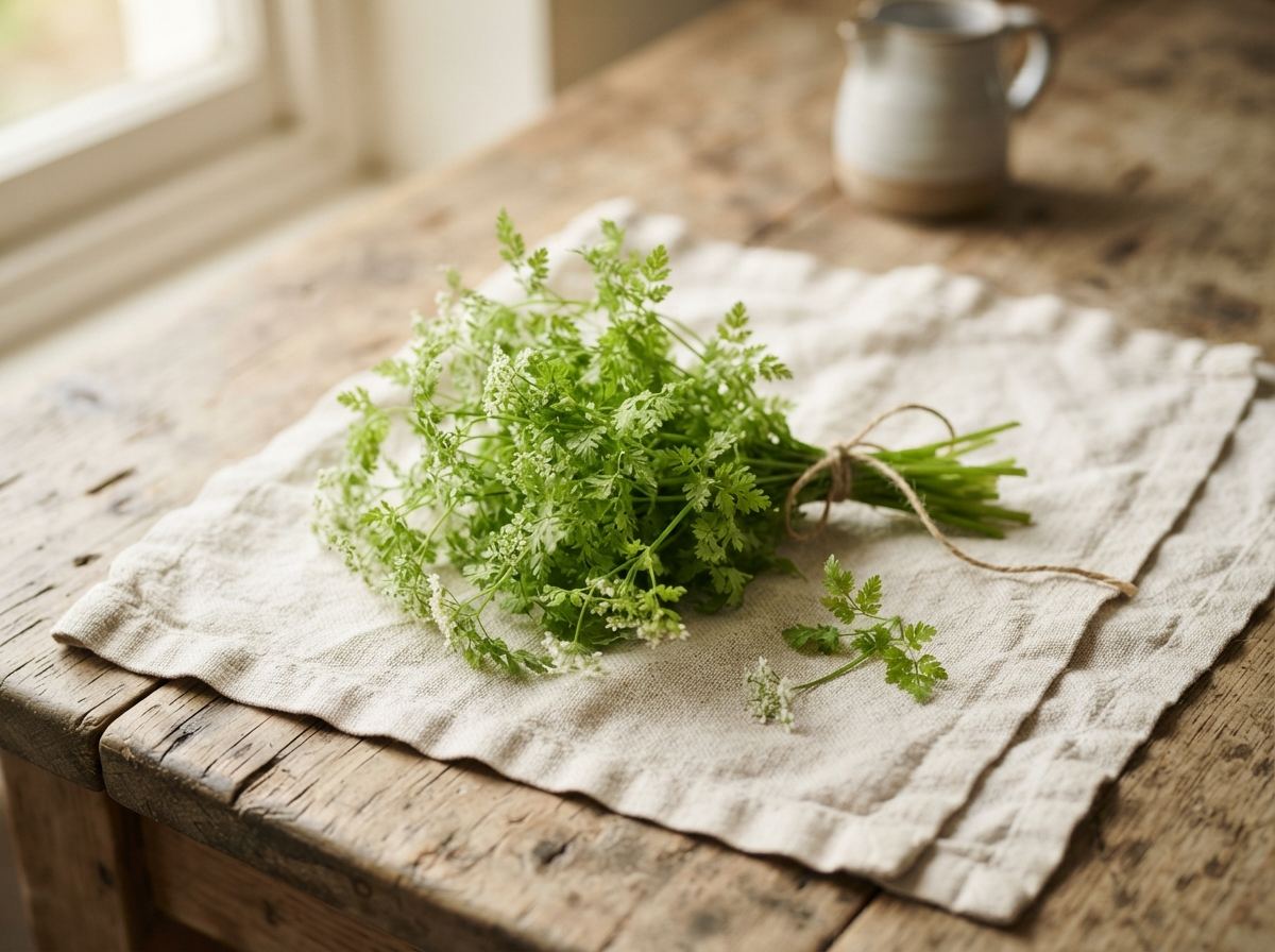 Chervil as it appears in a working ComidaTime pantry.