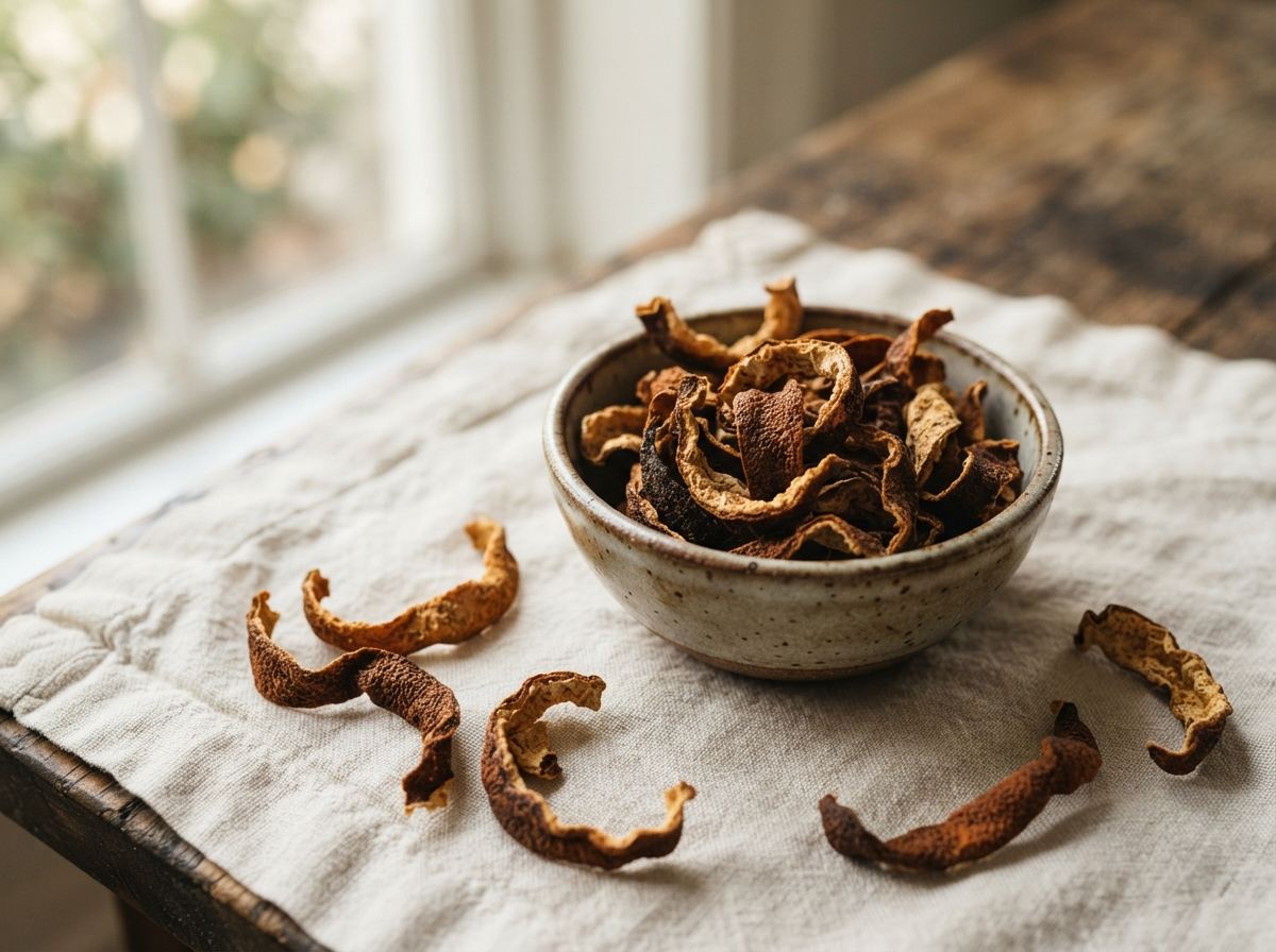 Dried orange peel as it appears in a working ComidaTime pantry.
