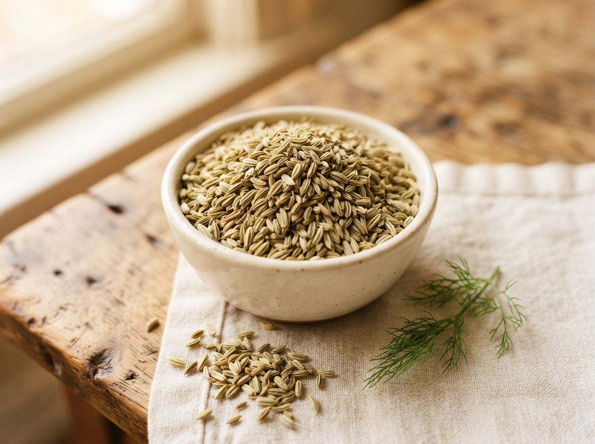 Fennel seed as it appears in a working ComidaTime pantry.