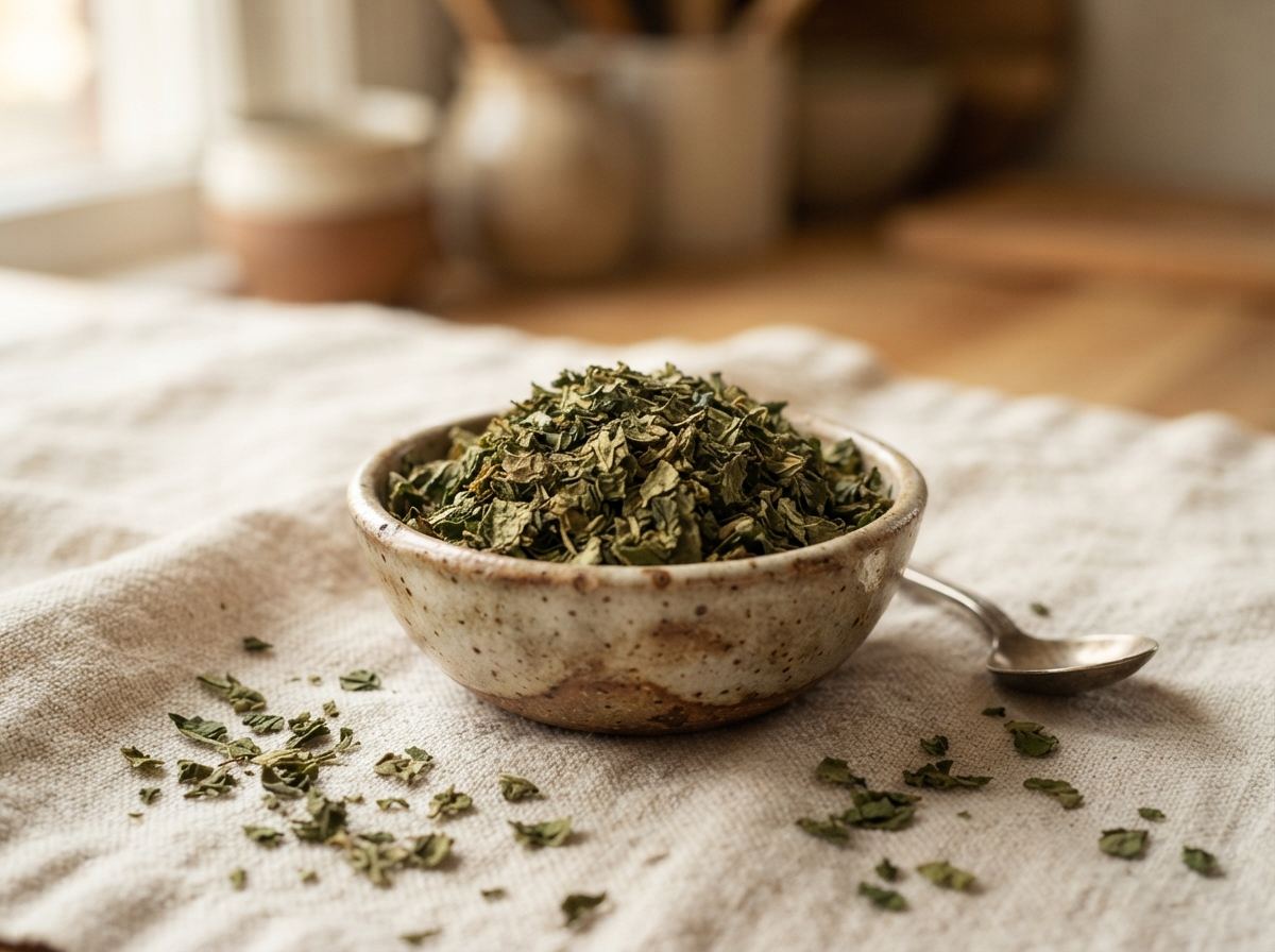 Fenugreek leaf as it appears in a working ComidaTime pantry.