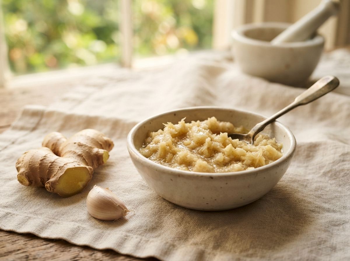 Ginger-garlic paste as it appears in a working ComidaTime pantry.